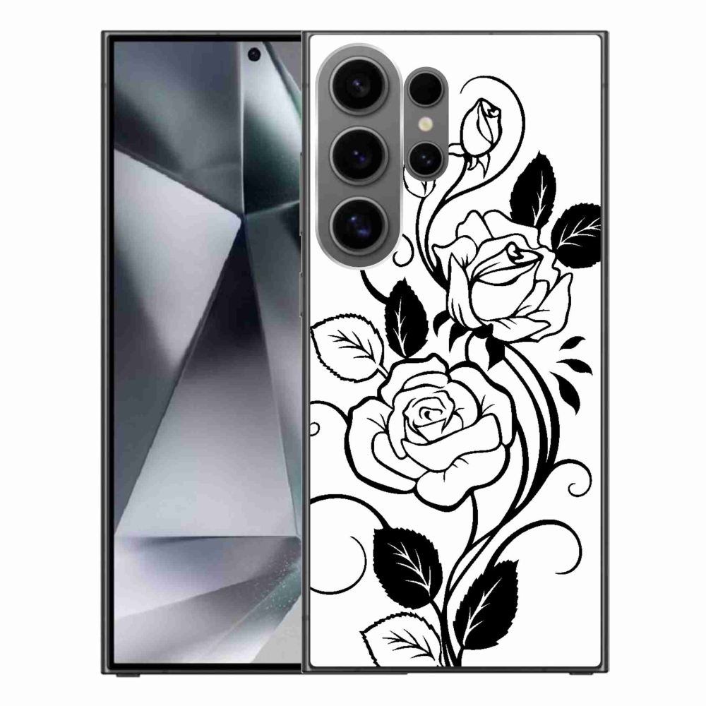 Gélový kryt mmCase na Samsung Galaxy S24 Ultra - čiernobiela ruža