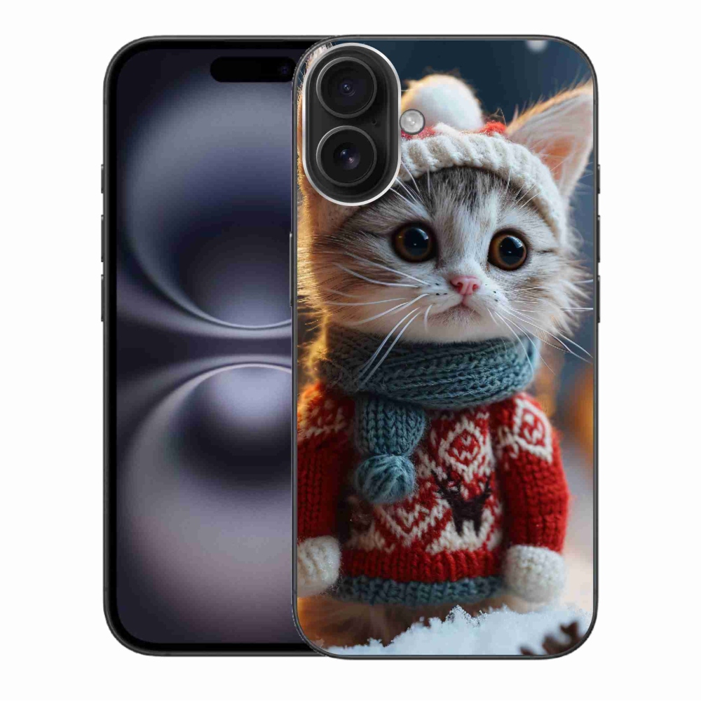 Gélový kryt mmCase na iPhone 16 Plus - mačiatko vo svetri