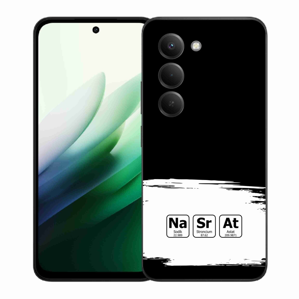 Gélový kryt mmCase na Xiaomi Redmi 15 5G (169mm) - chemické prvky bieločierne pozadie
