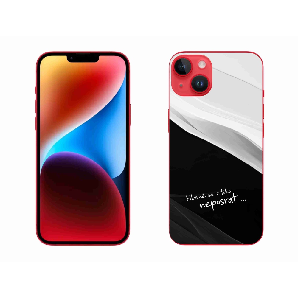 Gélový kryt mmCase na iPhone 14 Plus - vtipný text 13 čiernobiele pozadie