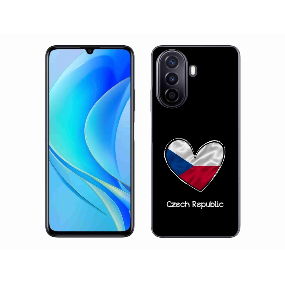 Gélový kryt mmCase na Huawei Nova Y70 - vlajka srdca čierne pozadie
