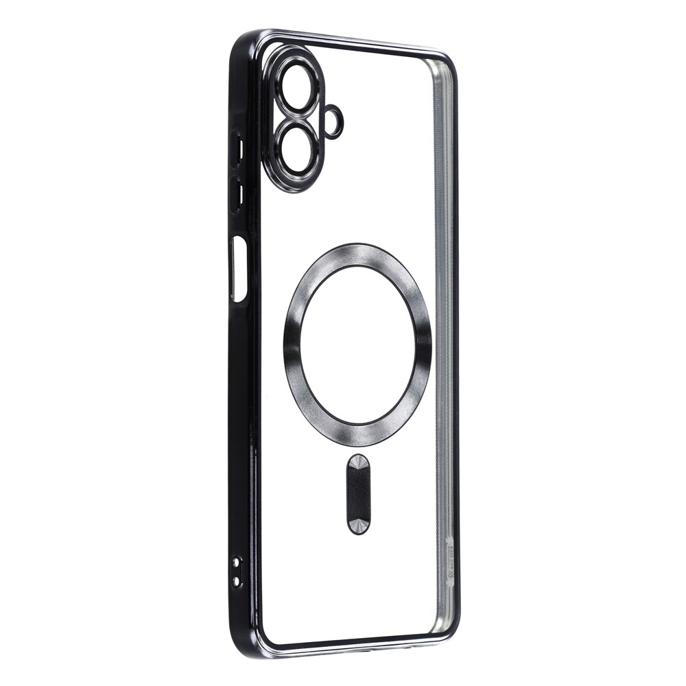 Clear obal s ochranou fotoaparátu a podporou MagSafe na Samsung Galaxy A07 4G - čierny