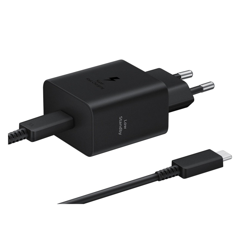 EP-T4511XBE Samsung USB-C 45W Cestovná nabíjačka + USB-C Dátový Kábel Black