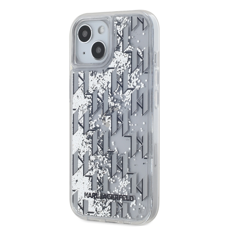 Karl Lagerfeld Liquid Glitter Monogram Gradient Zadný Kryt pre iPhone 14 White