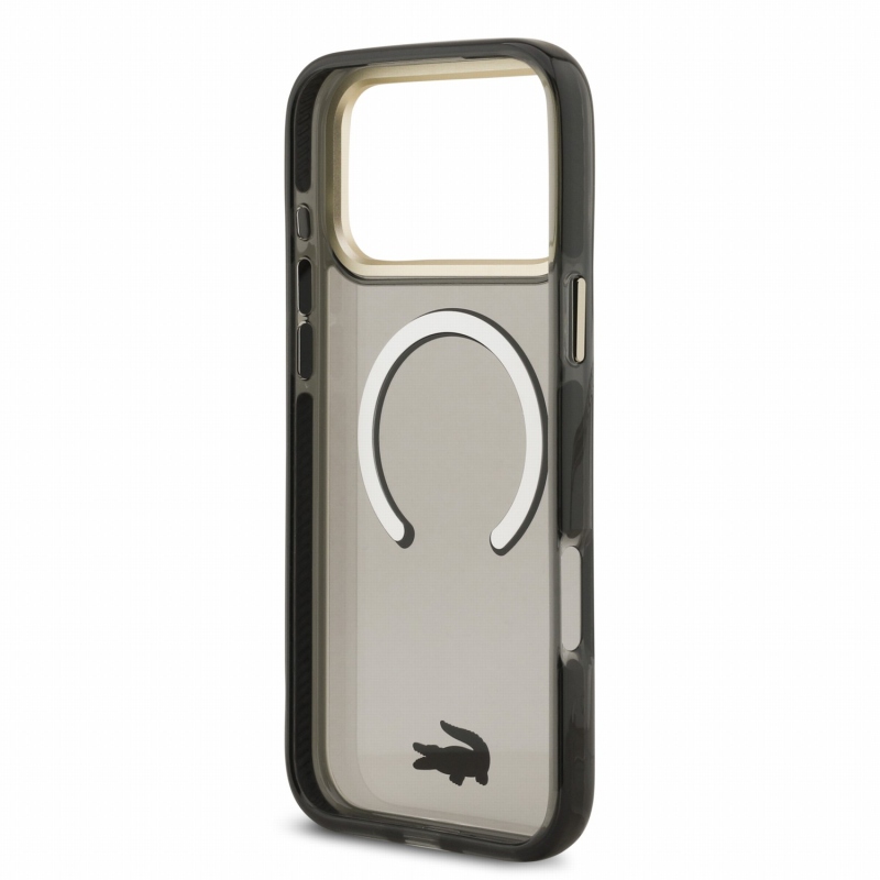 Lacoste IML Shockproof Petit Pique Gold Logo MagSafe zadný kryt pre iPhone 18 Pro Max čierny
