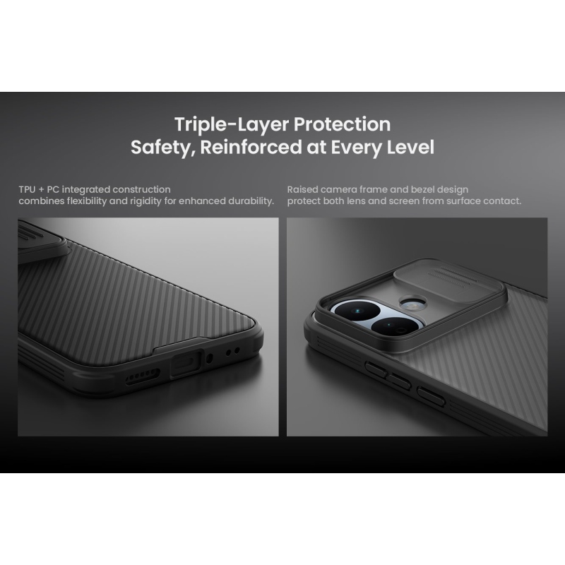 Nillkin CamShield PRO zadný kryt pre Xiaomi Redmi Note 17 Pro 5G, priehľadný čierny
