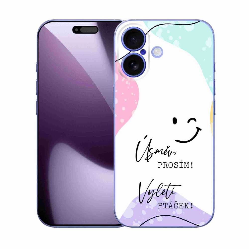 Gélový kryt mmCase na iPhone 17 - vtipný text 4 biele pozadie