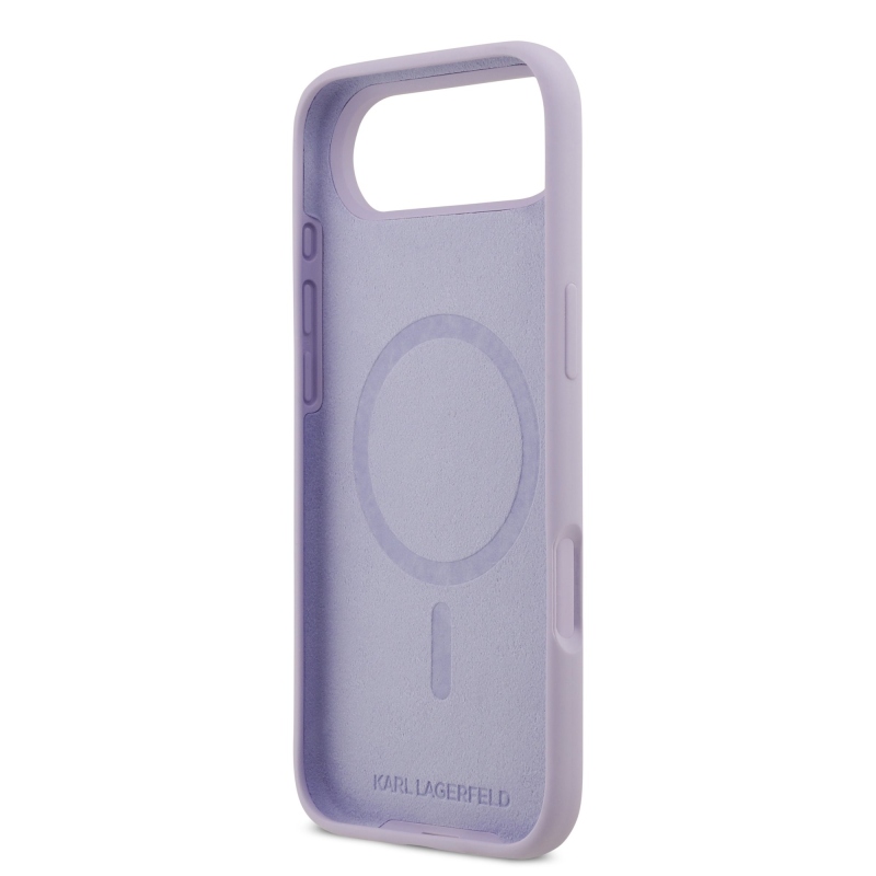 Karl Lagerfeld Tekutý silikónový kryt Karl and Choupette MagSafe pre iPhone 17 Air Purple