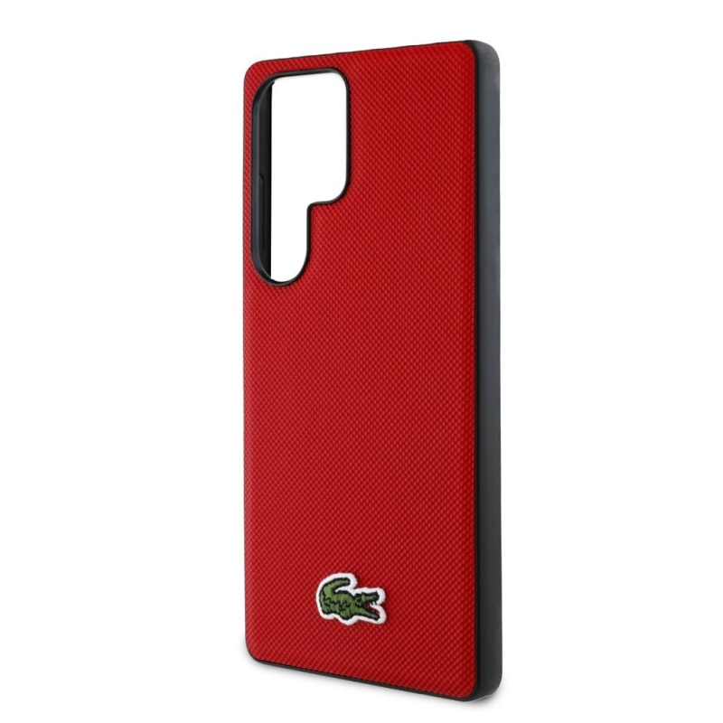 Lacoste Iconic Petit Pique Woven Logo MagSafe zadný kryt pre Samsung Galaxy S25 Ultra – červený