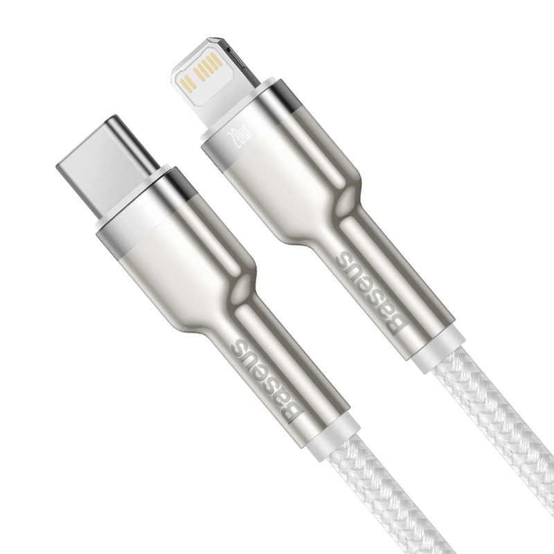 Baseus Cafule Metal Series Dátový Kábel USB-C - Lighting 20W 2m White