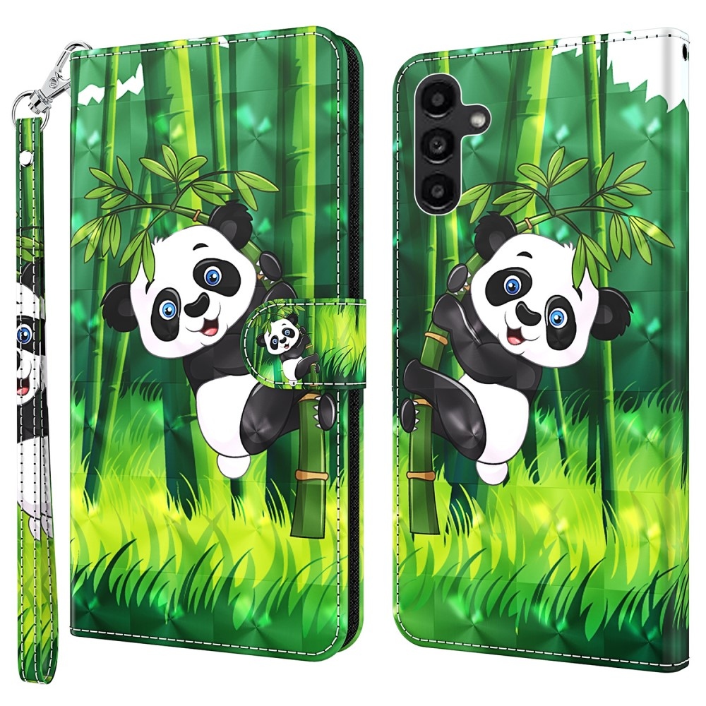 Print knižkové púzdro na Samsung Galaxy A55 5G - panda na bambuse