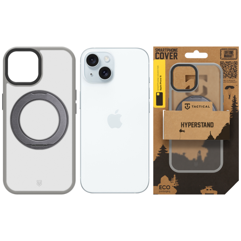 Tactical MagForce Hyperstand – puzdro pre Apple iPhone 15, svetlošedé
