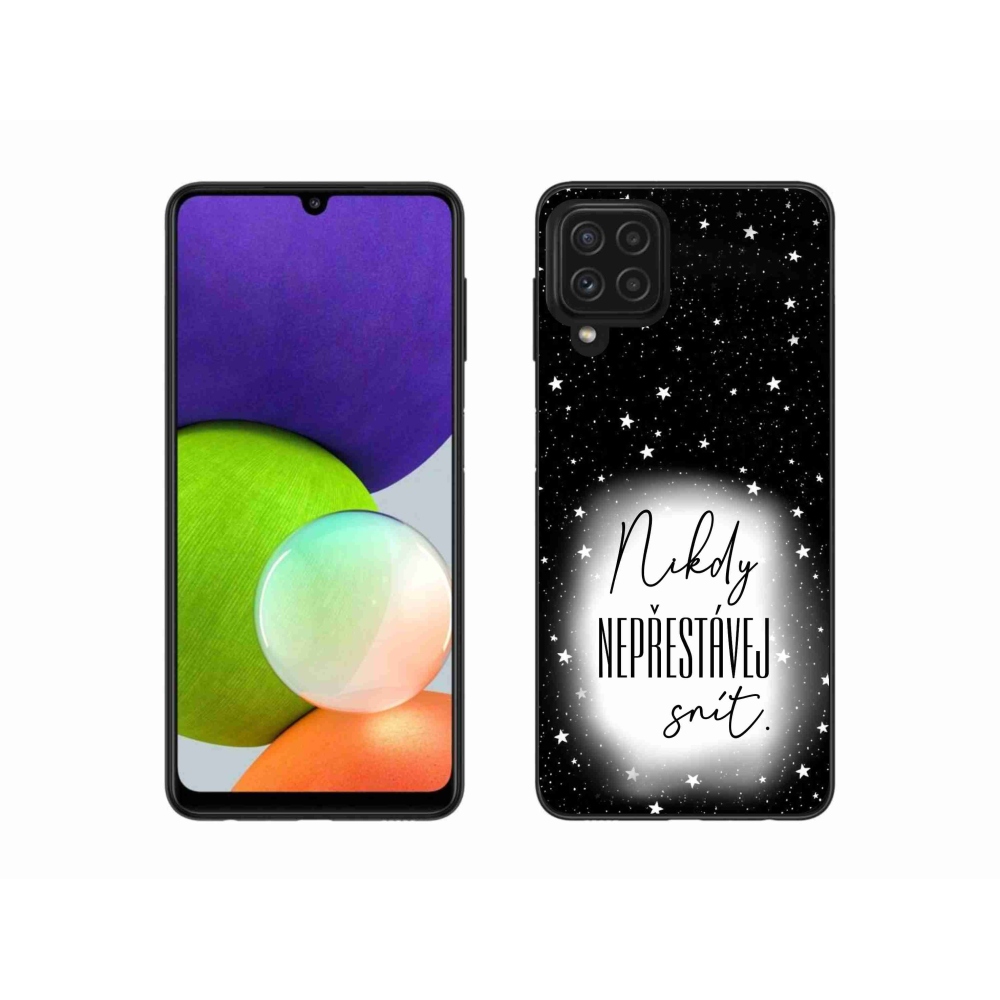Gélový kryt mmCase na Samsung Galaxy A22 4G - citát 1 bieločierne pozadie