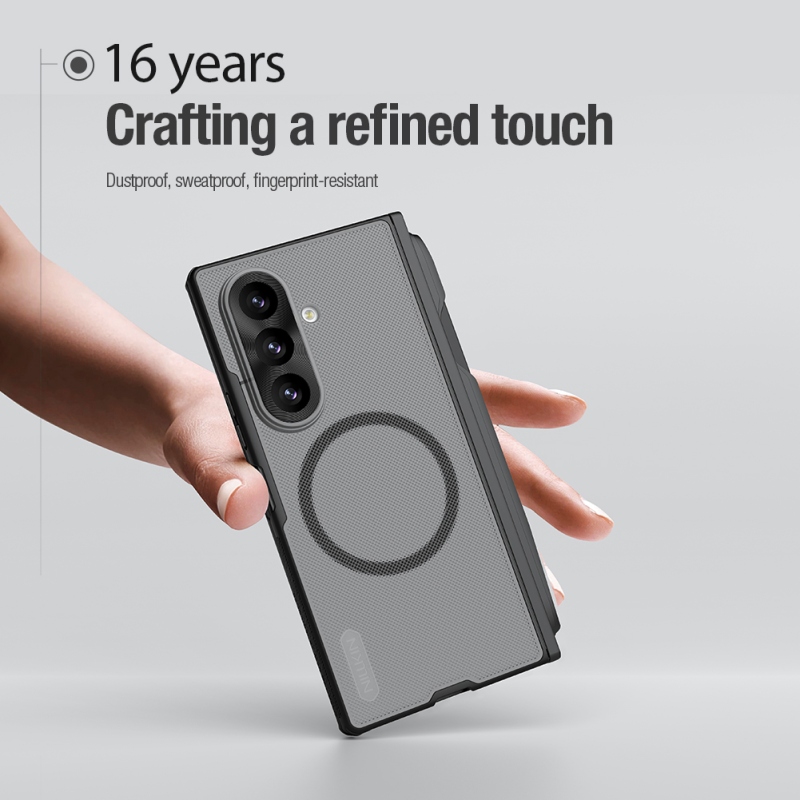 Nillkin Super Frosted FOLD Magnetic Pen Slot – zadný kryt pre Samsung Galaxy Z Fold 8 Ultra, priehľadný, čierny