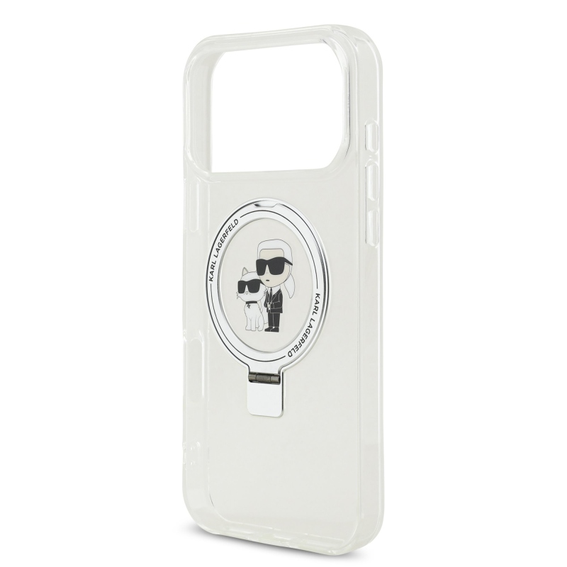Karl Lagerfeld Ringstand Karl and Choupette MagSafe zadný kryt pre iPhone 17 Pro Max White