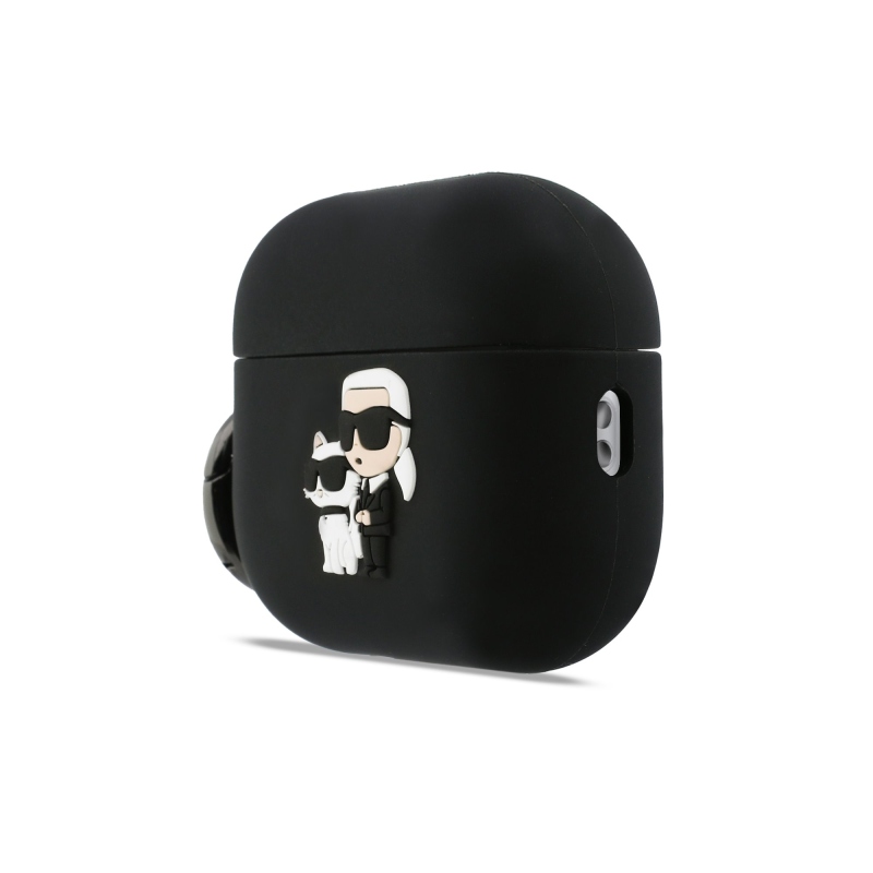 Karl Lagerfeld 3D Logo NFT Karl and Choupette Silikónové Puzdro pre AirPods Pro 3 Black