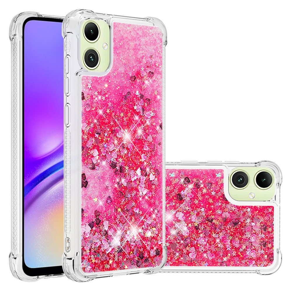 Glitter presýpacie gélový obal na Samsung Galaxy A07 4G - ružový/srdiečka