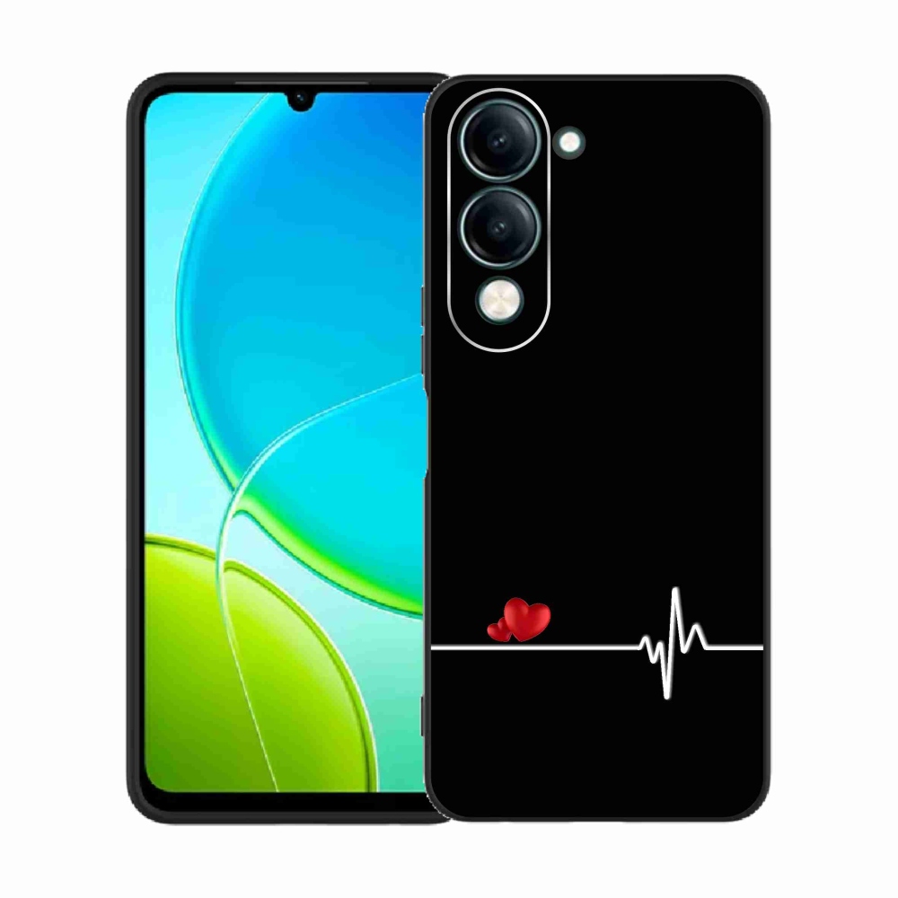 Gélový kryt mmCase na Vivo Y29s 5G - srdce a tep čierne pozadie