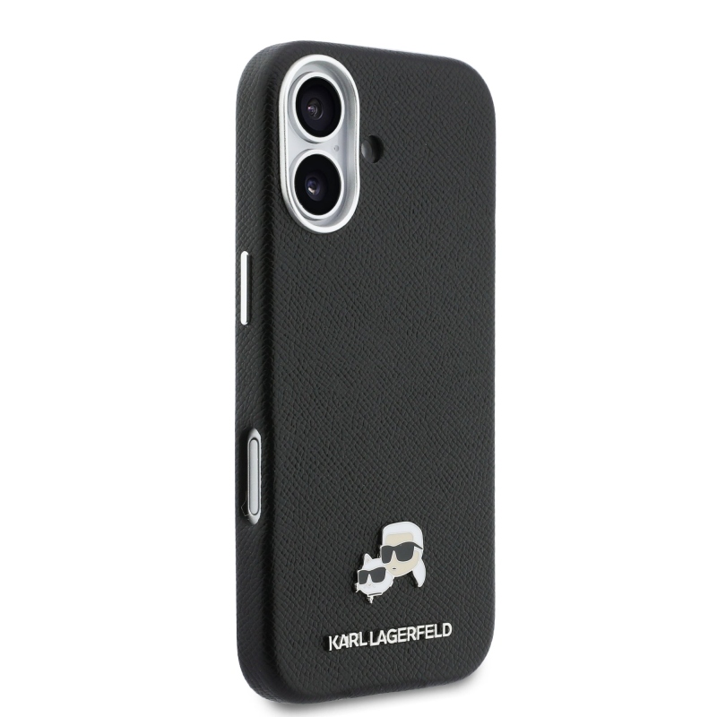 Karl Lagerfeld PU Karl and Choupette Heads Pins MagSafe Back Cover pre iPhone 17 Black
