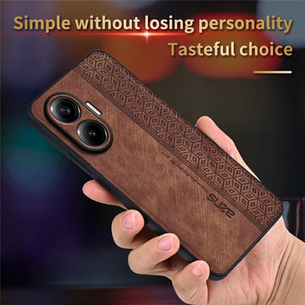 AZNS gélový obal potiahnutý PU kožou pre mobil Xiaomi Poco F7 5G - hnedý