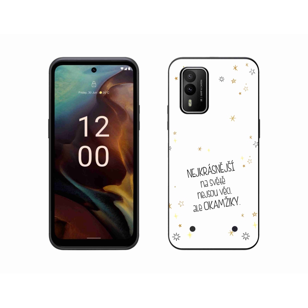 Gélový kryt mmCase na Nokia XR21 - citát 4 biele pozadie