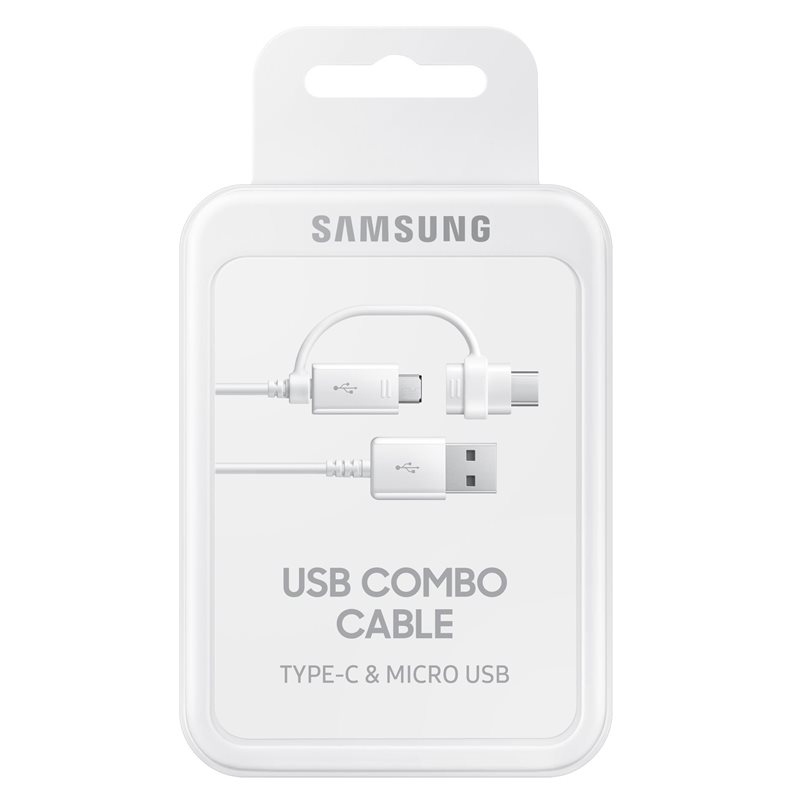 EP-DG930DWE Samsung kombinovaný dátový kábel microUSB s redukciou USB-C 1,5 m biely