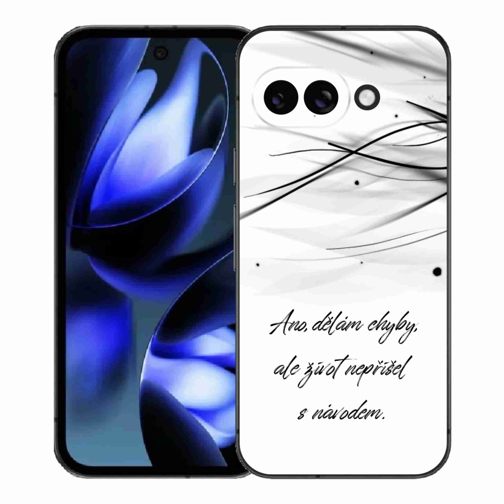 Gélový kryt mmCase na Google Pixel 9a - citát biele pozadie
