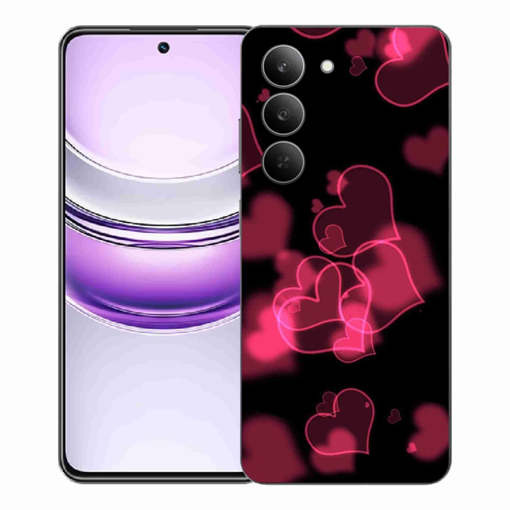 Gélový kryt mmCase na Realme 14x 5G - červená srdiečka