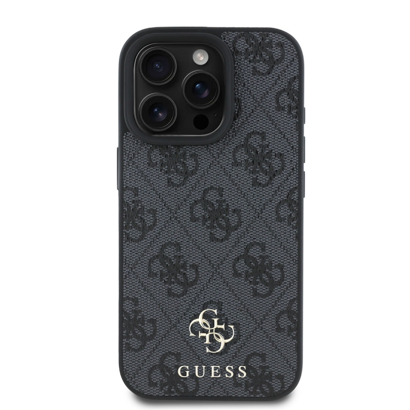 Guess PU 4G Small Metal Logo MagSafe Zadný Kryt pre iPhone 16 Pro Grey