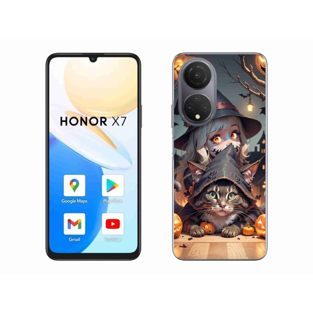 Gélový kryt mmCase na Honor X7 - čarodejnica s mačkou