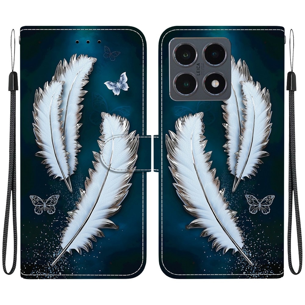 Versatile knižkové púzdro na Xiaomi 15T - biela pierka
