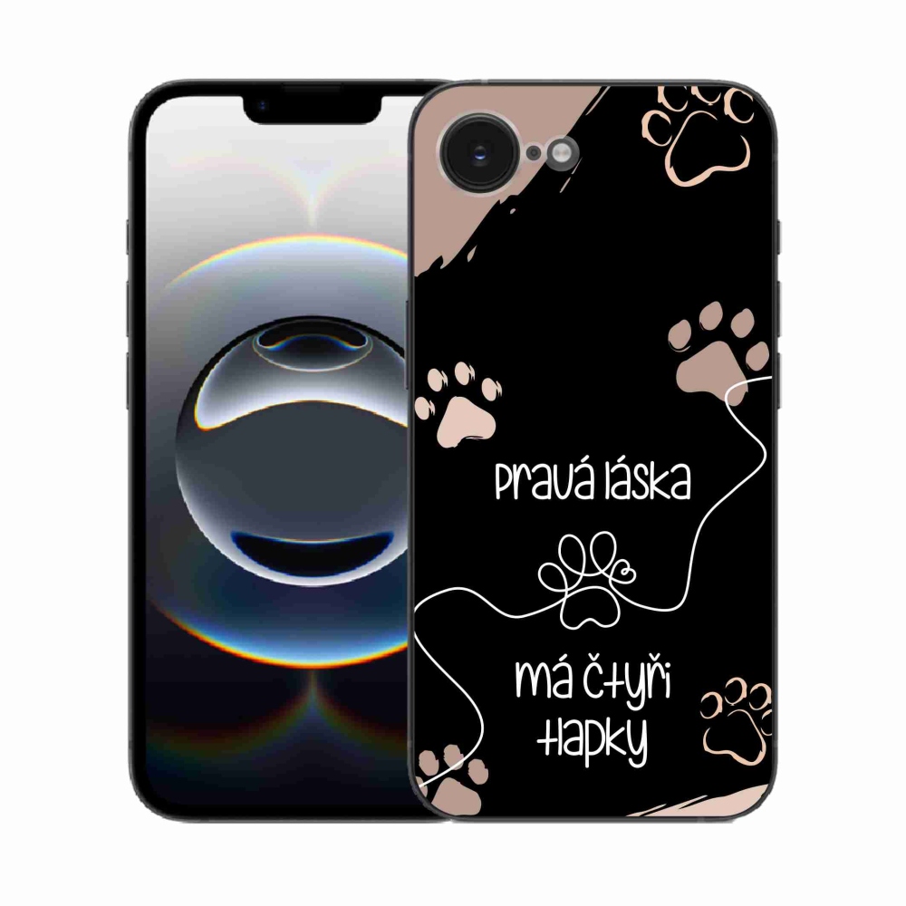 Gélový kryt mmCase na iPhone 16e - psí motív 1 čierne pozadie