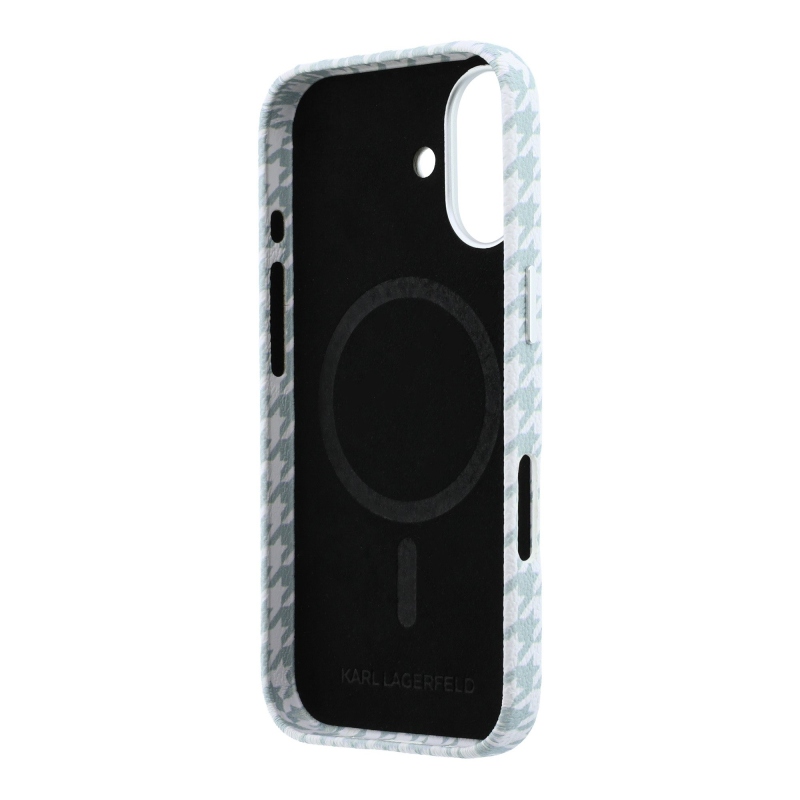 Karl Lagerfeld PU Houndstooth Resin Plate Zadný kryt MagSafe pre iPhone 17 Blue