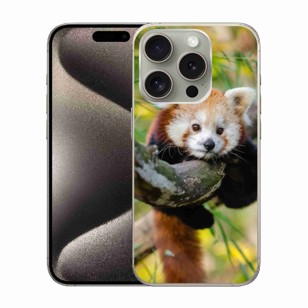 Gélový kryt mmCase na iPhone 15 Pro - panda červená