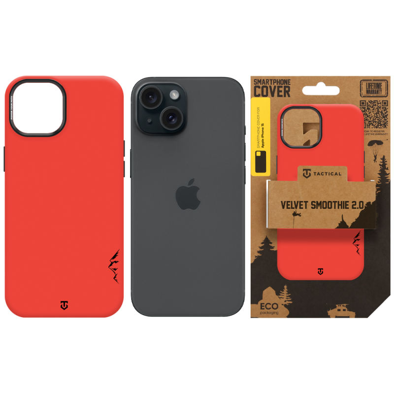 Tactical MagForce Velvet Smoothie 2.0 – puzdro pre Apple iPhone 15 v farbe Chilli