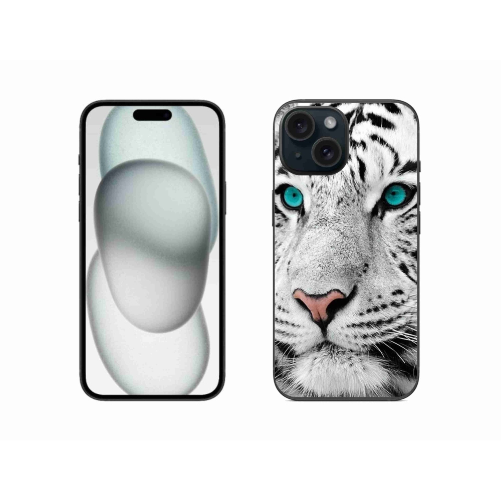 Gélový kryt mmCase na iPhone 15 - biely tiger