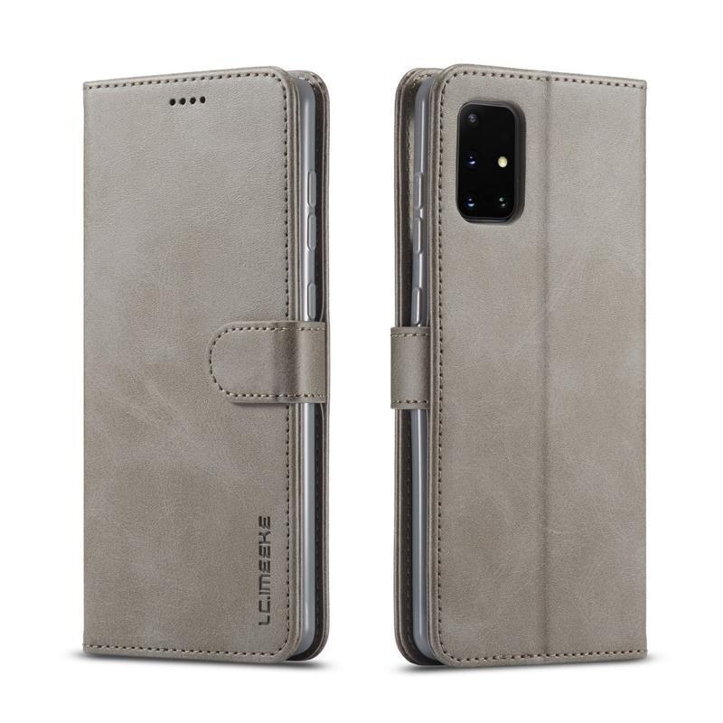 IMEEKE PU kožené peněženkové puzdro na mobil Samsung Galaxy A31 - šedé