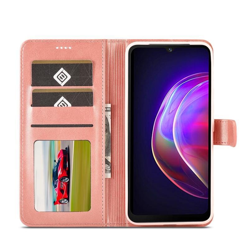 IMEEKE PU kožené peňaženkové púzdro na mobil Vivo V21 4G/5G - ružové