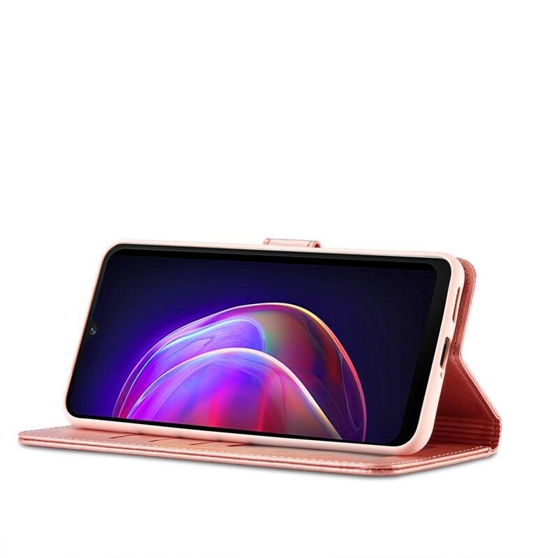 IMEEKE PU kožené peňaženkové púzdro na mobil Vivo V21 4G/5G - ružové