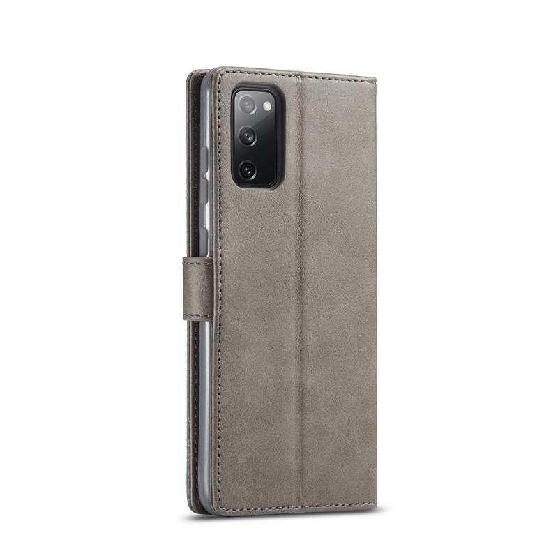 IMEEKE PU kožené peněženkové púzdro pre mobil Samsung Galaxy S20 FE / S20 FE 5G - šedé