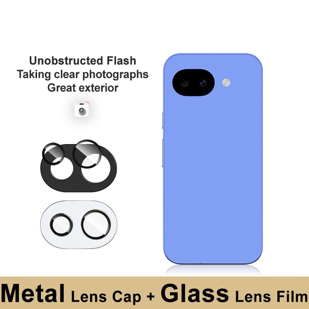 IMK kovová krytka + sklo šošovky fotoaparátu na mobil Google Pixel 10a - čierne