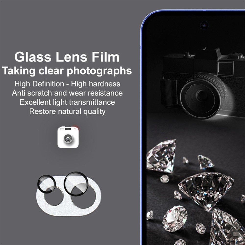 IMK kovová krytka + sklo šošovky fotoaparátu na mobil Google Pixel 10a - strieborné