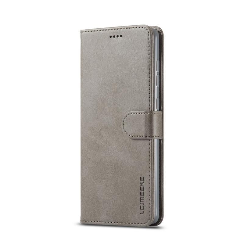 IMK PU kožené peněženkové puzdro na mobil Samsung Galaxy A71 - šedé