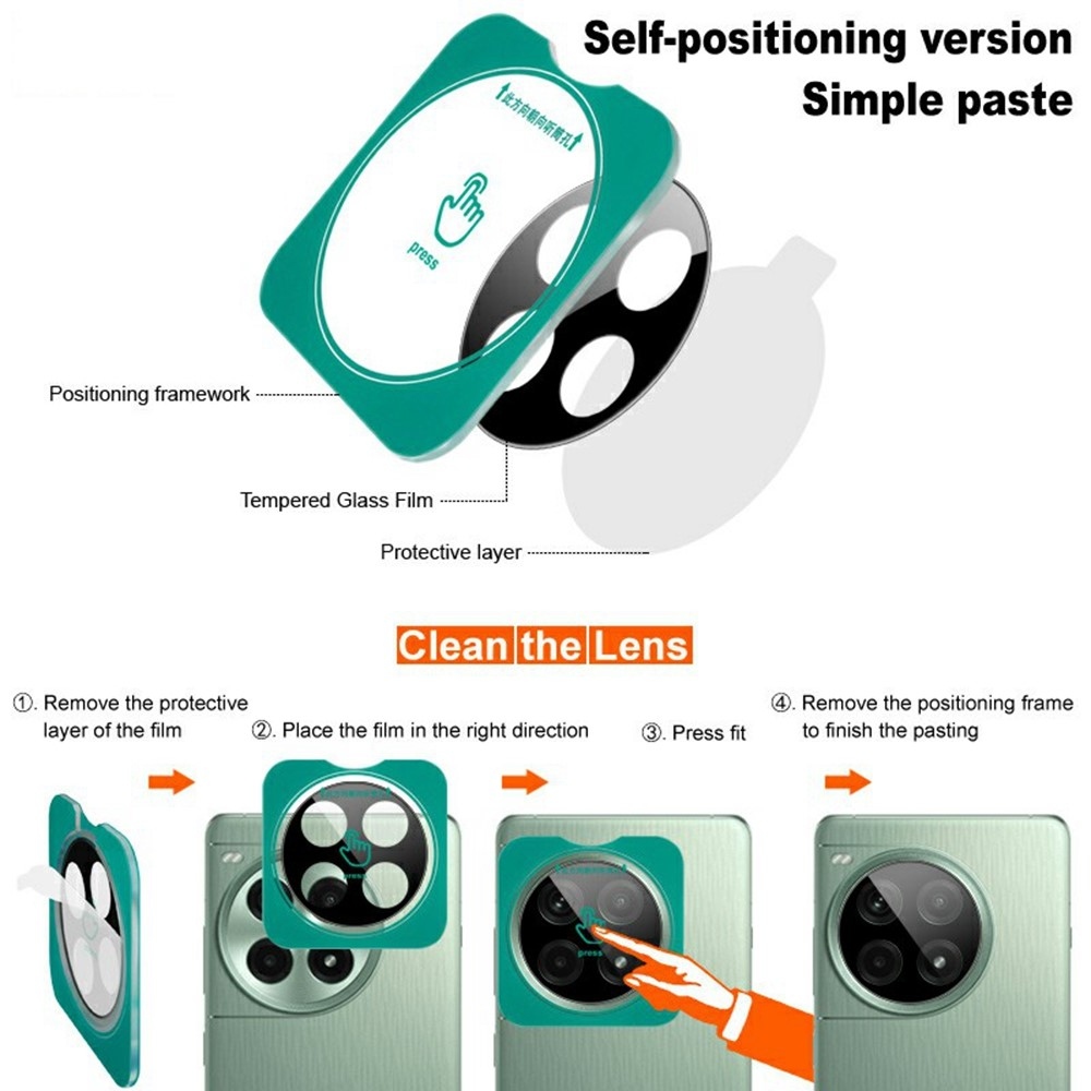 IMK sklo šošovky fotoaparátu na mobil OnePlus 13 s aplikačným rámčekom - čierne