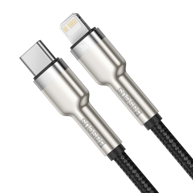 Baseus Cafule Metal Series Dátový Kábel USB-C - Lighting 20W 0.25m Black