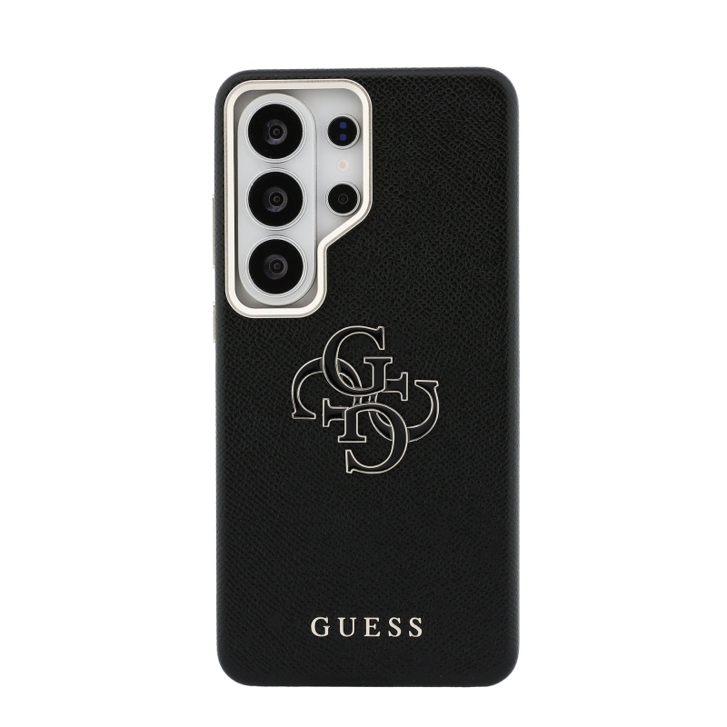 Guess PU 4G Resin Metal Logo Zadný kryt pre Samsung Galaxy S26 Ultra Black