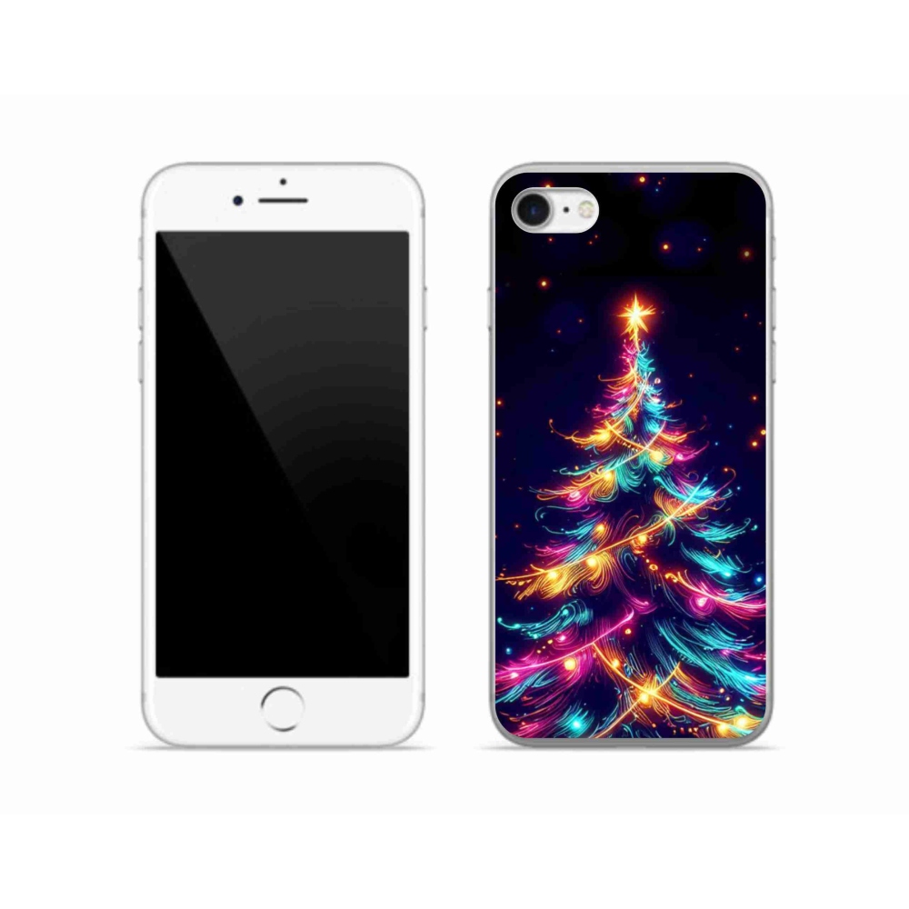 Gélový kryt mmCase na iPhone SE (2020) - neónový vianočný stromček