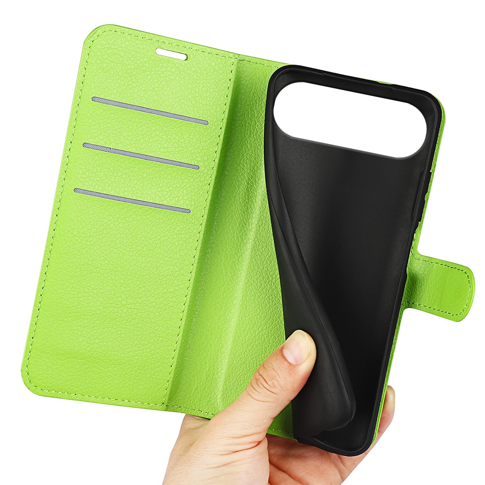 Litchi knižkové púzdro na iPhone 17 Air - zelené