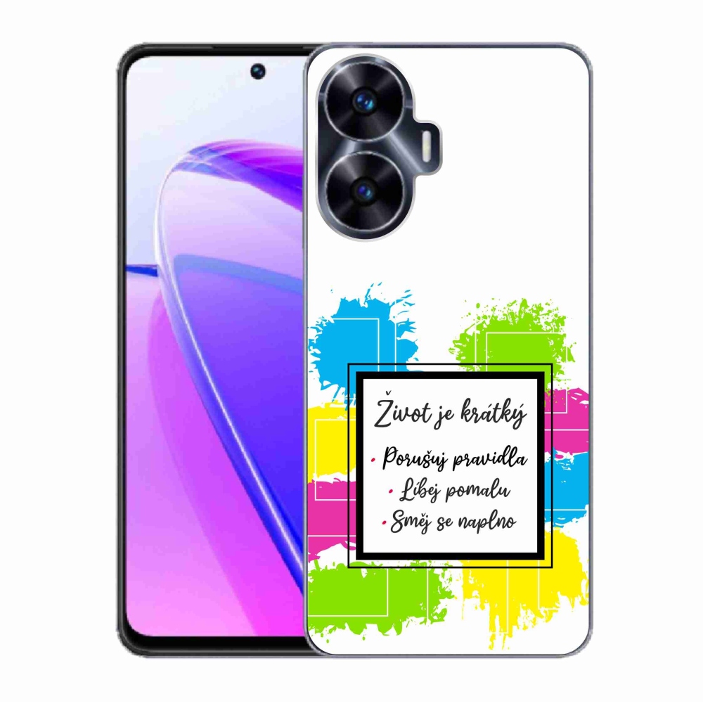 Gélový kryt mmCase na Realme C55 - citát 5 biele pozadie