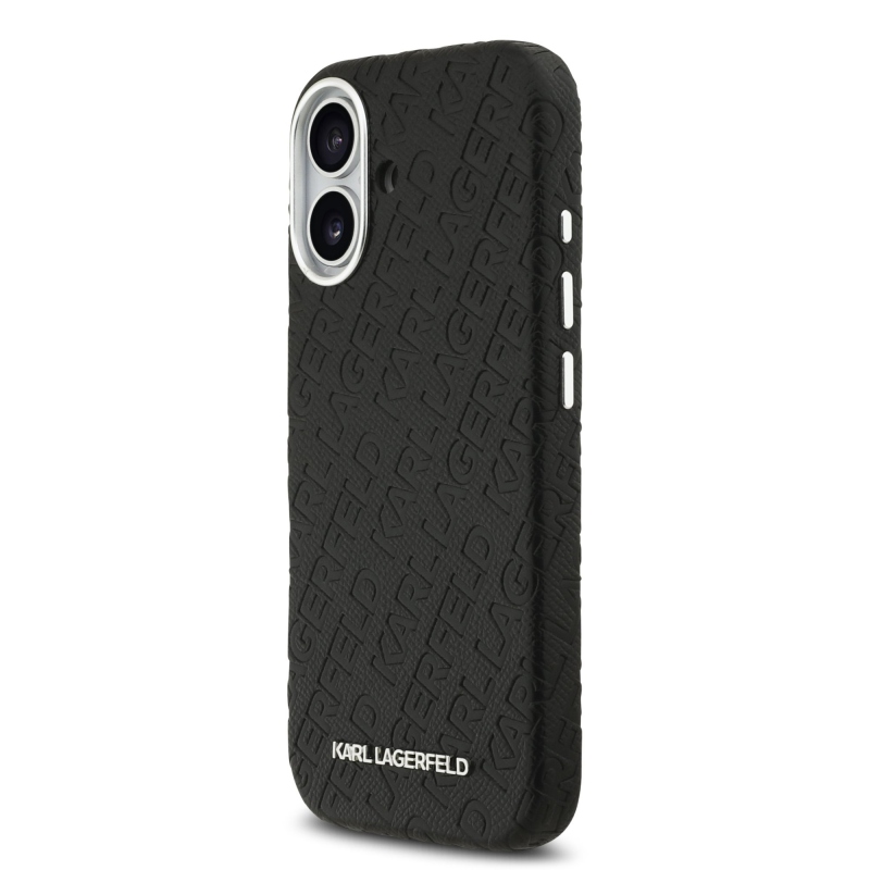 Zadný kryt Karl Lagerfeld Grained PU Repeated Logo MagSafe pre iPhone 17 Black